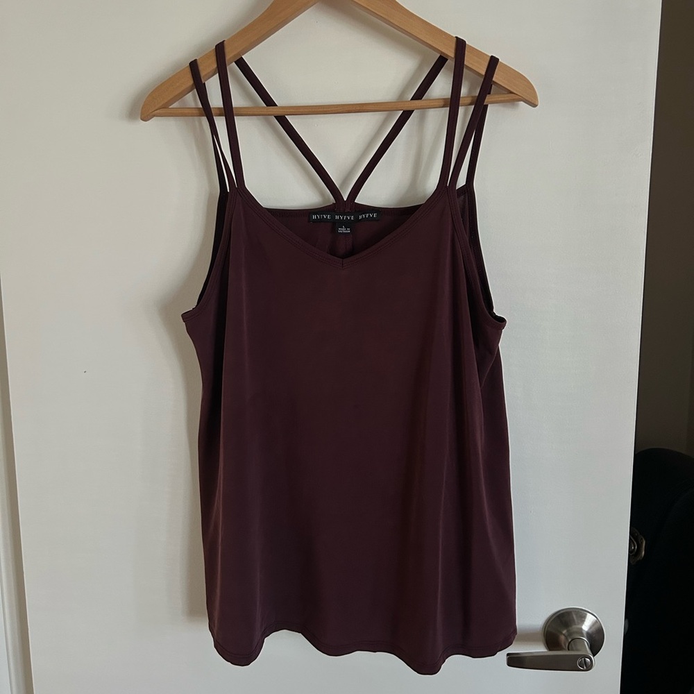 Burgundy Strappy Tank Top
